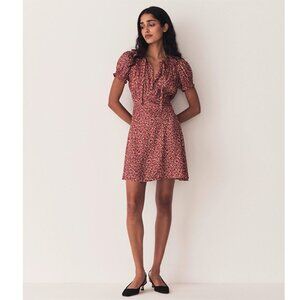 NWT Doen Sweet Silk Evienne Short Sleeved Tea Dress in Ameline Ditsy Red XL NWT